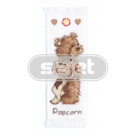 borduurpakket boekenlegger, popcorn bear, popcorn