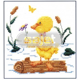 borduurpakket eendenkuiken met bloem