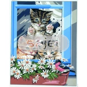 stramien drie poezen met vogels