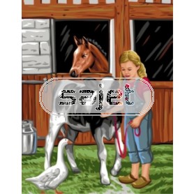 stramien meisje op de boederij