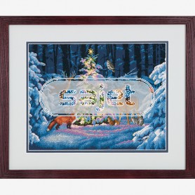 borduurpakket bos in kerstsfeer