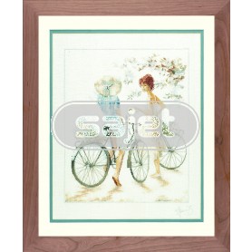 borduurpakket willem haenraets, meisjes op fiets