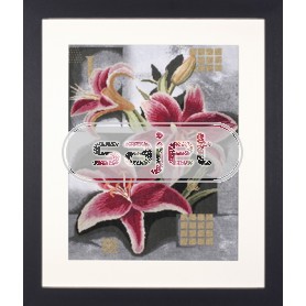 borduurpakket rose lelies op zwart 