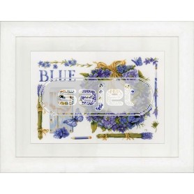 borduurpakket marjolein bastin, lavendelkrans met pimpelmees