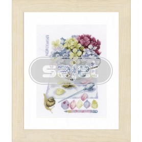 borduurpakket marjolein bastin, hortensia in sierpot