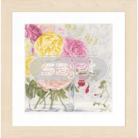 borduurpakket pastelbloemen in vaas