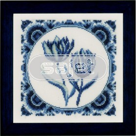 borduurpakket delftsblauw, wandtegel tulpen
