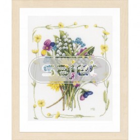 borduurpakket marjolein bastin, veldboeket met bloemenrand