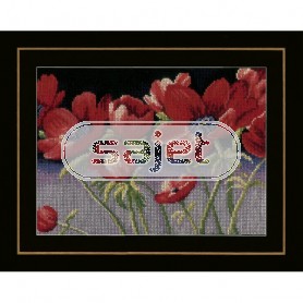 borduurpakket rode bloemen op zwart