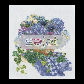 borduurpakket hortensia op theedoek