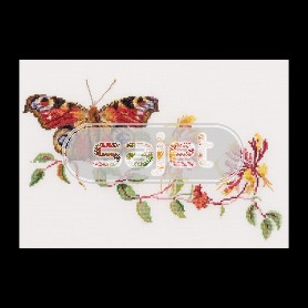 borduurpakket dagpauwoog op kamperfoelie