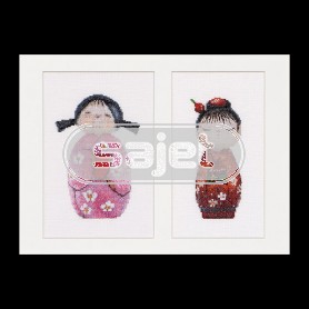 borduurpakket kokeshi dolls