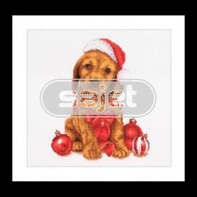 borduurpakket puppy in kerstsfeer