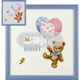 borduurpakket geboorte robert/noor (incl. blauw/rose garen)