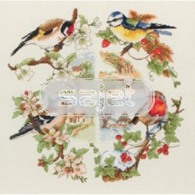 borduurpakket vogels, vier seizoenen