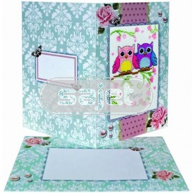 borduurpakket wenskaart, uiltjes op tak - bedankt