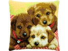 kruissteekkussen drie puppies