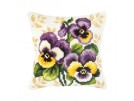 kruissteekkussen paars/gele viooltjes