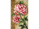 kruissteekwandkleed stijlpatroon, rose pioenrozen