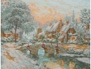 borduurpakket winterlandschap met bruggetje