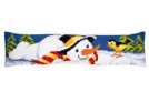 kruissteektochtkussen sneeuwpop met vogel
