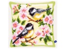 kruissteekkussen koolmeesjes met bloesem