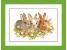 borduurpakket konijnen in bloemenveld