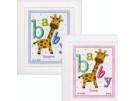 borduurpakket cute jungle, geboorte benjamin/emmie (incl. blauw/rose garen)