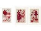 borduurpakket kerstkaart (3 st.) kerstaccessoires in roodtinten