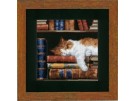 borduurpakket poes in de boekenkast