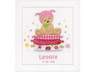 borduurpakket geboorte thomas/leonie (incl. blauw/rose garen)