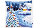 kruissteekkussen winterlandschap in kerstsfeer
