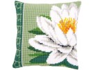 kruissteekkussen witte lotusbloem