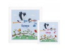 borduurpakket ooievaar, geboorte (incl. blauw/rose garen)
