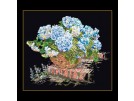 borduurpakket hortensia blauw op zwart