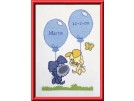 borduurpakket woezel&pip, geb. ballonnen (incl. blauw/rose garen)