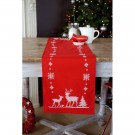 kruissteekloper herten in kerstsfeer, rood