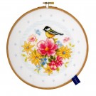 borduurpakket pimpelmees met bloemen (incl. borduurring)