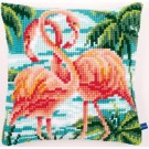 kruissteekkussen flamingo's